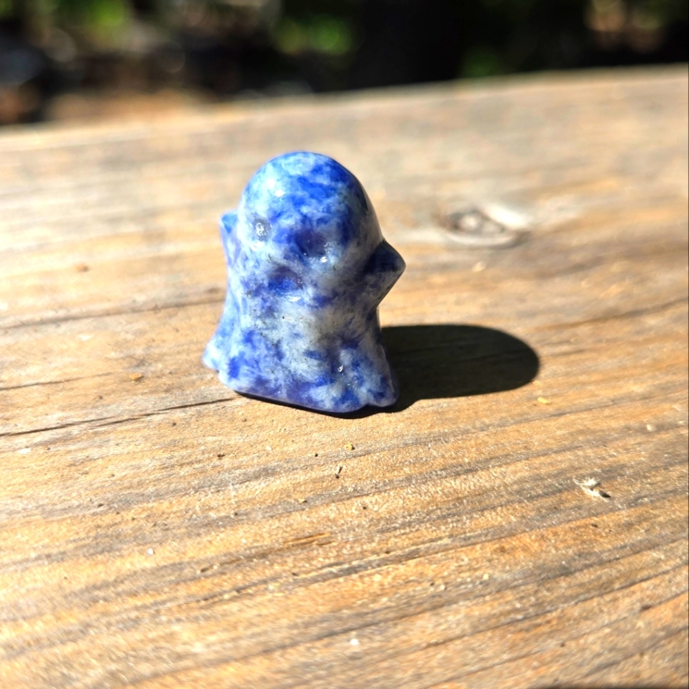 Blue Lapis Lazul hand carved mini ghost 1"